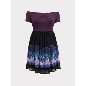 TORRID/DISNEY Ladies ALICE IN WONDERLAND SWING DRESS Purple Cheshire Cat Size 2